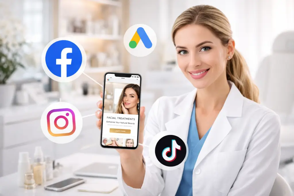 Publicidad digital para clínicas estéticas con anuncios en Facebook Instagram TikTok y Google Ads para captar pacientes